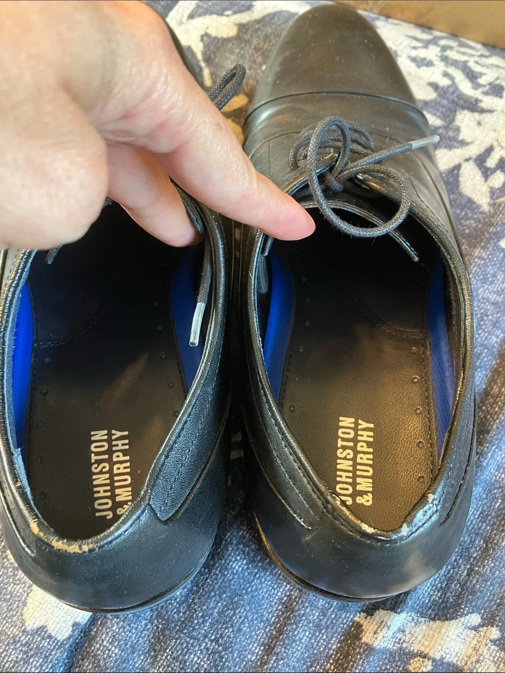 Johnston & Murphy Men's Landry Cap Toe black full grain leather dress shoes 9.5